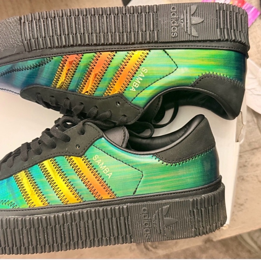 Adidas Samba Platform Shoes - Green and Yellow